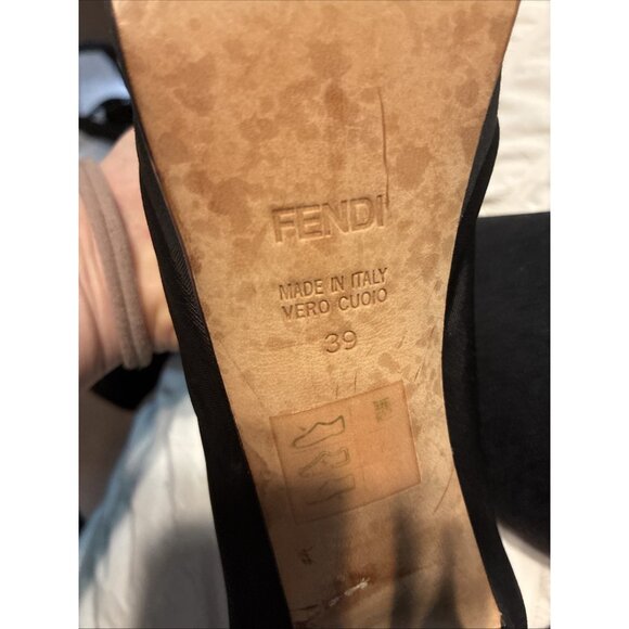 Fendi Authentic Black Red Pink Peep Toe High Heel Pumps 9 - Picture 8 of 8